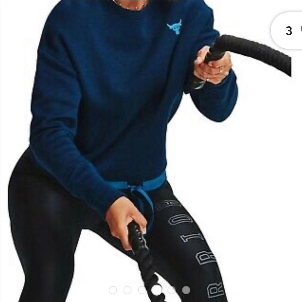 Under Armour Project Rock Sweatshirt Womens Charge Cotton Crew Blue NWT